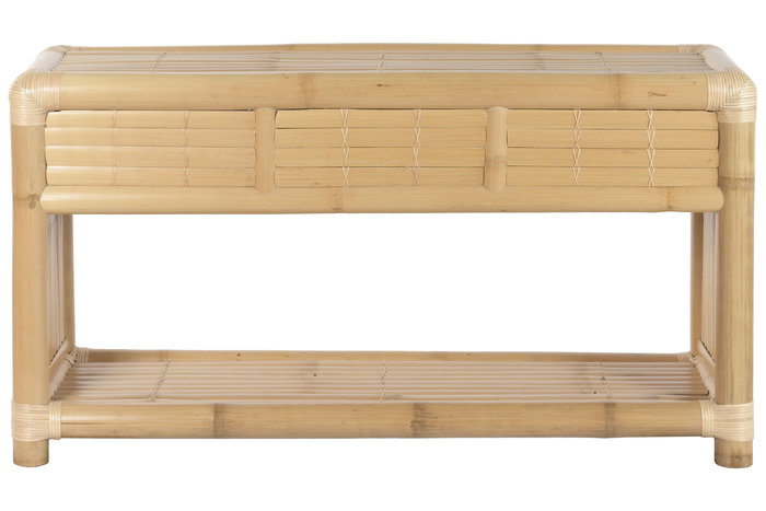DKD Home Decor Consola Tropical Bambú y Ratán Natural 52 x 75 x 140 cm 3 Cajones