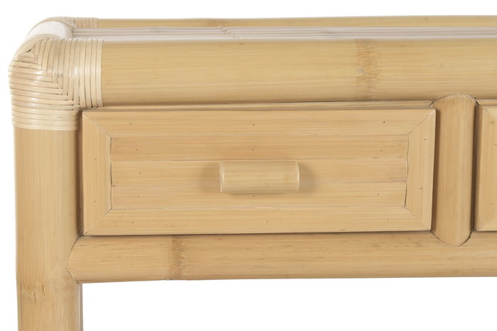 DKD Home Decor Consola Tropical Bambú y Ratán Natural 52 x 75 x 140 cm 3 Cajones
