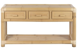 DKD Home Decor Consola Tropical Bambú y Ratán Natural 52 x 75 x 140 cm 3 Cajones