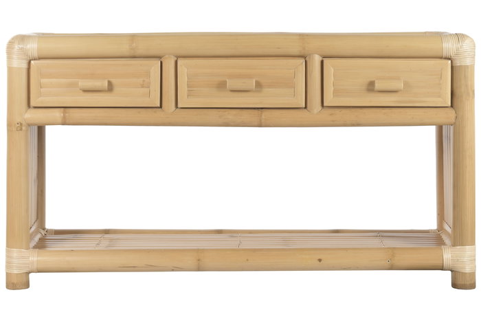 DKD Home Decor Consola Tropical Bambú y Ratán Natural 52 x 75 x 140 cm 3 Cajones