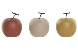 DKD Home Decor Decoración de Manzanas en Porcelana Mate, Surtido de 3 Unidades