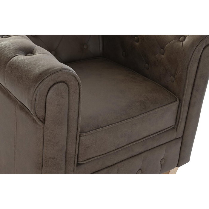 DKD Home Decor Sillón de Poliéster y Madera Marrón