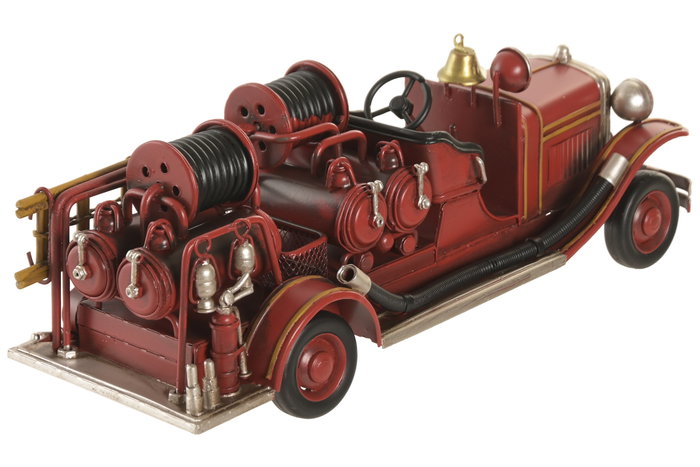 DKD Home Decor Vehículo de Decoración Metal Bomberos Rojo
