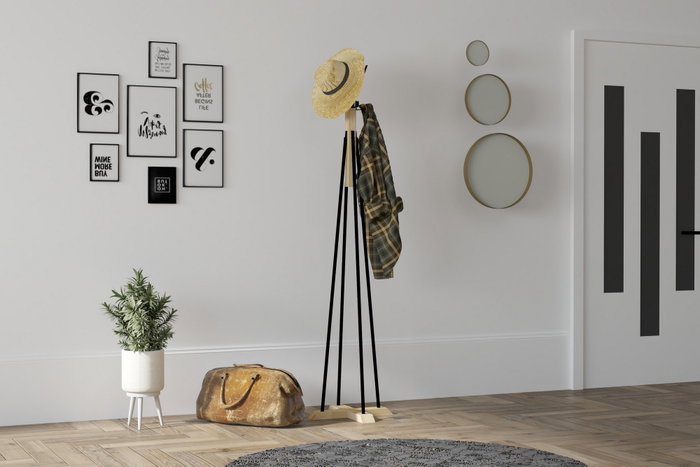 Hanah Home Perchero Moderno y Novedoso Roble y Negro 160x41 cm