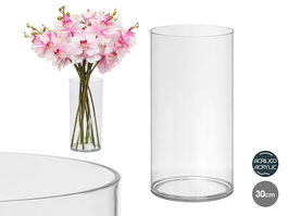 Giftdecor Jarrón Aparenza Cilíndrico de Acrílico Transparente, 15 cm de Diámetro x 30 cm de Alto (Set de 12)