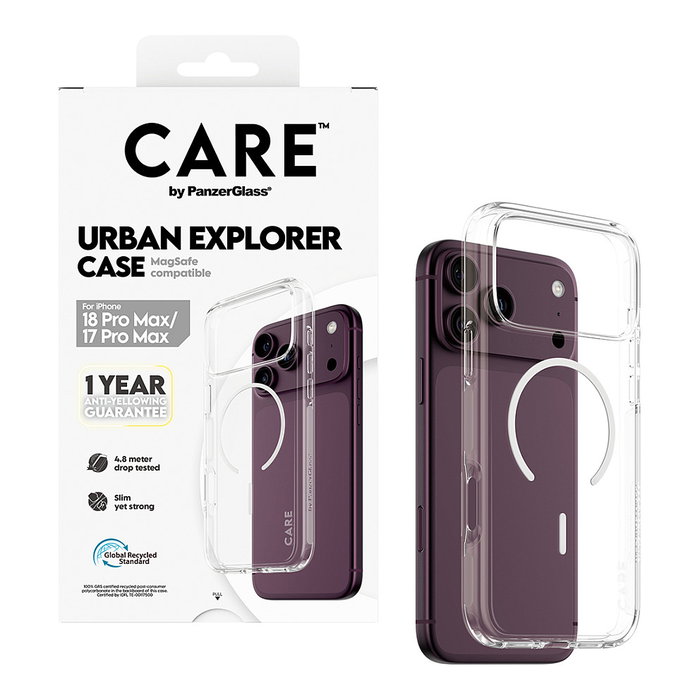 PanzerGlass Urban Explorer Case Transparente Blanco MagSafe para iPhone 17 Pro Max