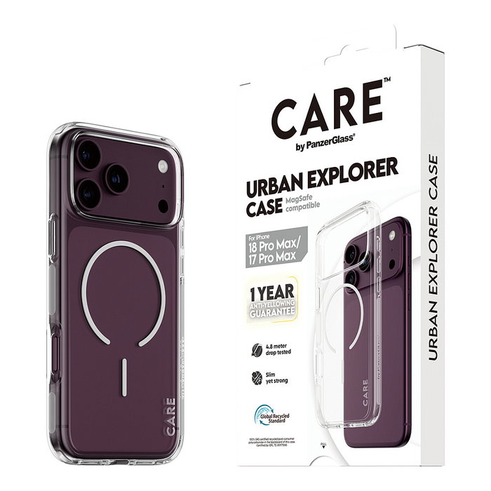 PanzerGlass Urban Explorer Case Transparente Blanco MagSafe para iPhone 17 Pro Max
