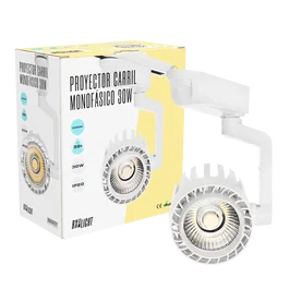 BX3 Foco de Carril LED Faith Monofásico 30W 2600Lm 3000K Blanco Cálido, Orientable, 40000 Horas Vida Útil BX3-FC-D-30-WW