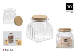 La Mediterranea Tarro de Vidrio Lineas con Tapa de Corcho 660ml (Pack de 24) SKU B178C33F8H