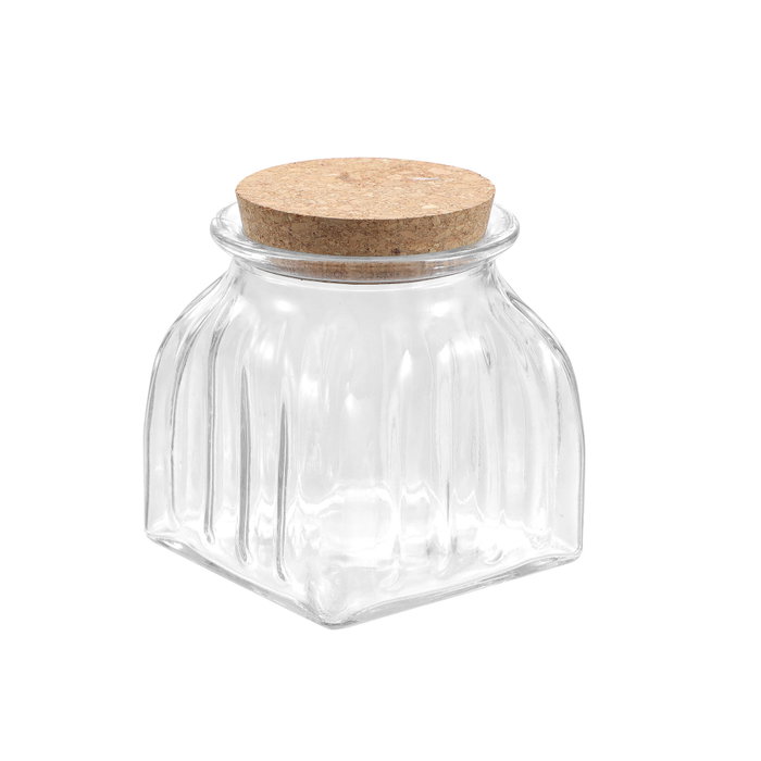 La Mediterranea Tarro de Vidrio Lineas con Tapa de Corcho 660ml (Pack de 24) SKU B178C33F8H