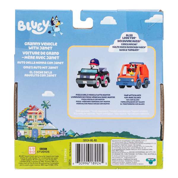 Moose - Vehículo Básicos Bluey con Figuras Articuladas - Modelos Surtidos - Juguete para +3 años