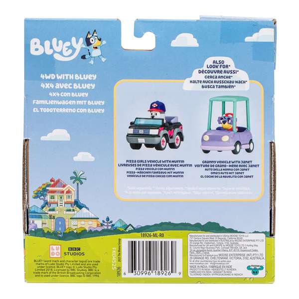 Moose - Vehículo Básicos Bluey con Figuras Articuladas - Modelos Surtidos - Juguete para +3 años