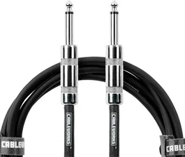 CABLEWORKS Cable de Instrumento para Guitarra/Bajo Jack Mono a Jack Mono Recto 1.5m 1.5 Metros Negro - Cobre Libre de Oxígeno, Funda PVC