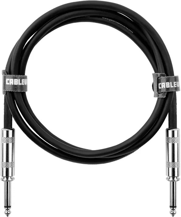 CABLEWORKS Cable de Instrumento para Guitarra/Bajo Jack Mono a Jack Mono Recto 1.5m 1.5 Metros Negro - Cobre Libre de Oxígeno, Funda PVC