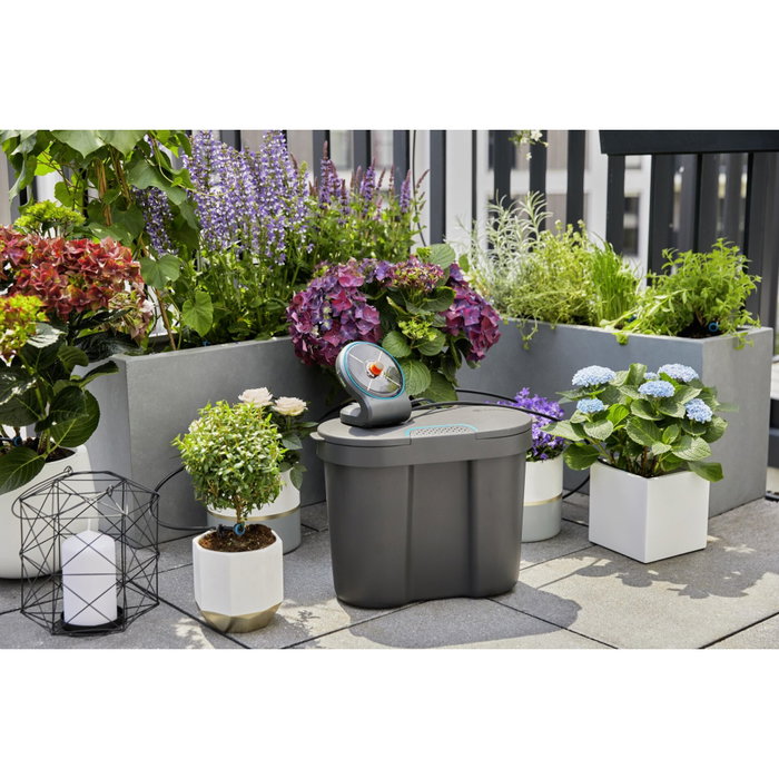 GARDENA AquaBloom Set con depósito de agua y manguera de 20 m, Negro GARDENA AquaBloom Set con depósito de agua y manguera de 20 m, Negro
