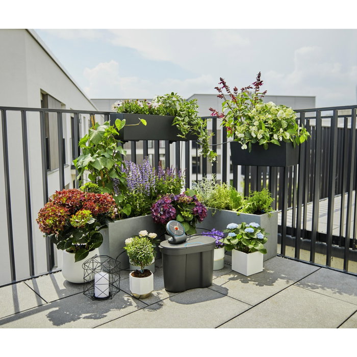 GARDENA AquaBloom Set con depósito de agua y manguera de 20 m, Negro GARDENA AquaBloom Set con depósito de agua y manguera de 20 m, Negro
