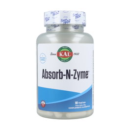 KAL Absorb-N-Zyme 90 Capsulas - Complemento Alimenticio con 6 Enzimas (Amilasa, Celulasa, Lactasa, Lipasa, Catalasa, Proteasa) para Apoyar la Digestión