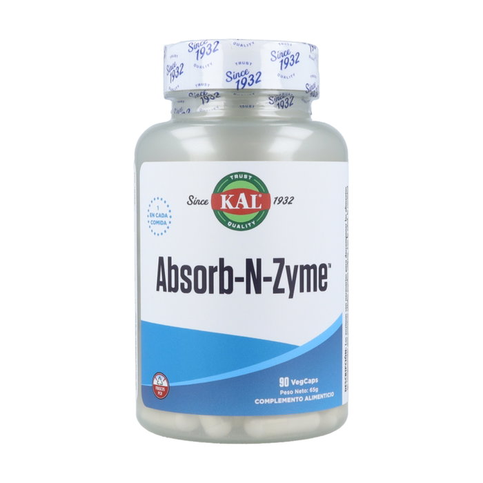 KAL Absorb-N-Zyme 90 Capsulas - Complemento Alimenticio con 6 Enzimas (Amilasa, Celulasa, Lactasa, Lipasa, Catalasa, Proteasa) para Apoyar la Digestión KAL Absorb-N-Zyme 90 Capsulas - Complemento Alimenticio con 6 Enzimas (Amilasa, Celulasa, Lactasa, Lipasa, Catalasa, Proteasa) para Apoyar la Digestión