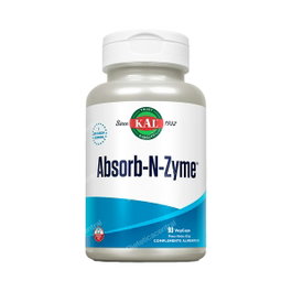 KAL Absorb-N-Zyme 90 Capsulas - Complemento Alimenticio con 6 Enzimas (Amilasa, Celulasa, Lactasa, Lipasa, Catalasa, Proteasa) para Apoyar la Digestión