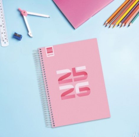 Finocam 645060426 Agenda Escolar 2025-2026 Cool 1 Día Página 155x212 mm Rosa Claro