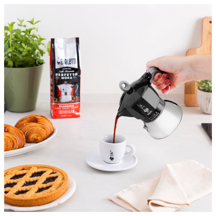 Bialetti Moka Induction 2TZ Cafetera Italiana para Inducción 2 Tazas 0.4 L Negro y Plata Aluminio
