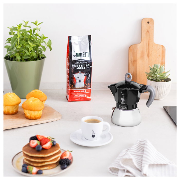 Bialetti Moka Induction 2TZ Cafetera Italiana para Inducción 2 Tazas 0.4 L Negro y Plata Aluminio