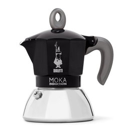 Bialetti Moka Induction 2TZ Cafetera Italiana para Inducción 2 Tazas 0.4 L Negro y Plata Aluminio