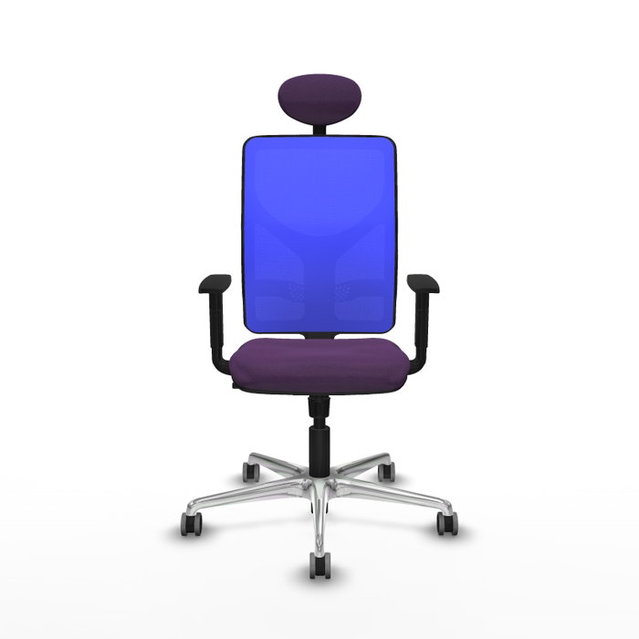 PIQUERAS Y CRESPO Silla de oficina Motilla con mecanismo Sincro, Tela Morada y Malla Azul