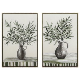 DKD Home Decor Set de 2 Cuadros Lienzo Abstracto 3D Beige y Terracota