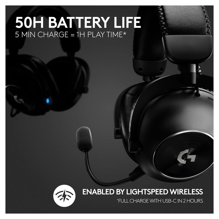 Logitech Headset Pro X 2, Auriculares Gaming con Sonido Pro-G con Micrófono desmontable Blue VO!CE, Conexión USB/3.5 mm, Negro, Ref. 981-001263