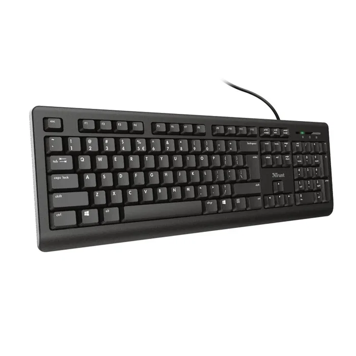 Trust Primo 23883 Teclado USB Tamaño Completo QWERTY Español Negro, Teclas Silenciosas, Resistente a Derrames, Cable 1.8m