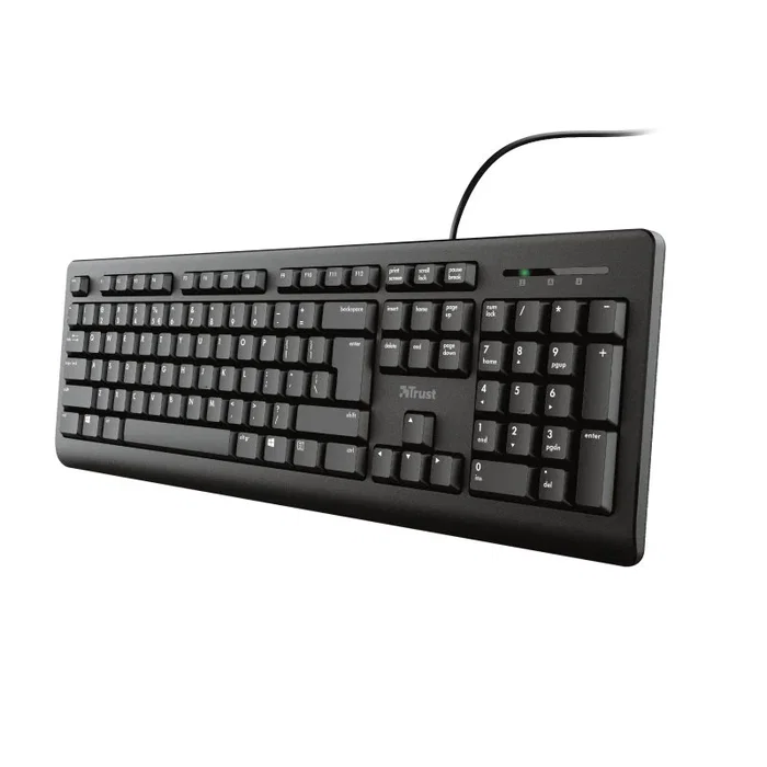 Trust Primo 23883 Teclado USB Tamaño Completo QWERTY Español Negro, Teclas Silenciosas, Resistente a Derrames, Cable 1.8m