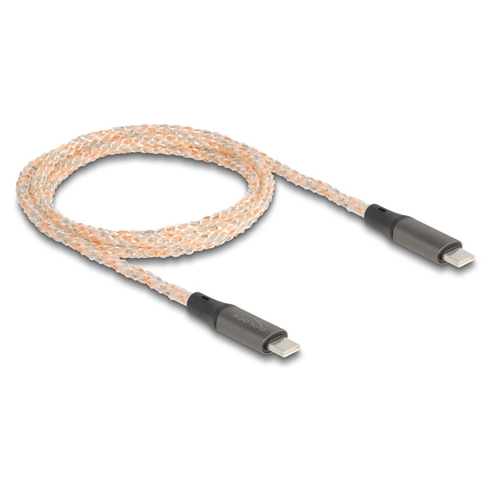 DeLOCK Cable USB 2.0 Tipo C Macho a Macho PD 3.0 100W con Iluminación RGB, 1.2 m, Negro Cobre Gris Transparente, Soporta Hasta 0.48 Gbit/s, AWG 22/30 DeLOCK Cable USB 2.0 Tipo C Macho a Macho PD 3.0 100W con Iluminación RGB, 1.2 m, Negro Cobre Gris Transparente, Soporta Hasta 0.48 Gbit/s, AWG 22/30