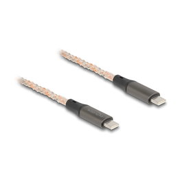 Delock Cable USB Type-C a USB-C, PD 3.0, 100W, Carga Rápida, 1.2m, con Iluminación RGB, Negro/Cobre/Gris/Transparente - 480 Mbit/s
