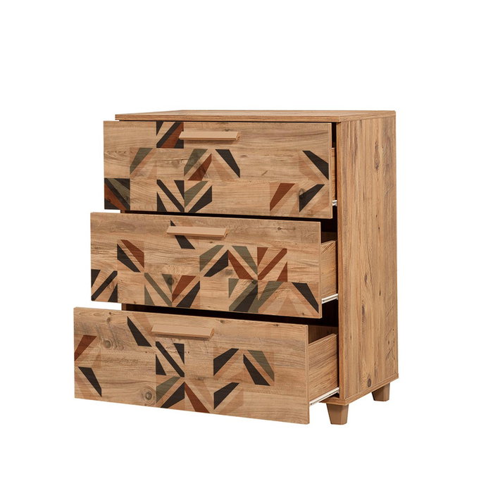 Hanah Home Leva Gravis Triangle Cómoda Pino Atlántico 80x95x43cm Tablero Melamina Duradero Diseño Funcional
