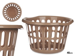 Kipit Cesto Redondo 40 cm Diámetro Calado Taupe Plástico Polipropileno 27 L (Set de 18)