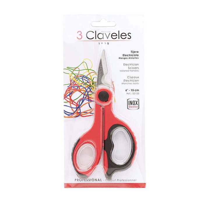 3 Claveles Tijera de electricista doble inyección 14 cm