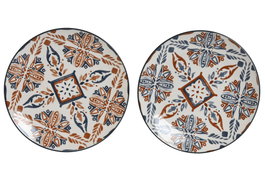 DKD Home Decor Plato de Porcelana Boho Surtido de 12 Unidades