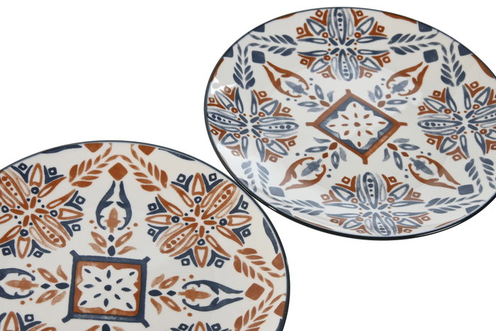 DKD Home Decor Plato de Porcelana Boho Surtido de 12 Unidades