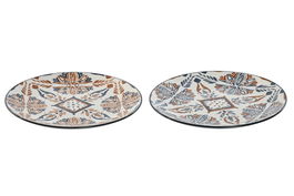 DKD Home Decor Plato Boho Azul Blanco Porcelana 19.5 x 2 x 19.5 cm (12 Unidades)