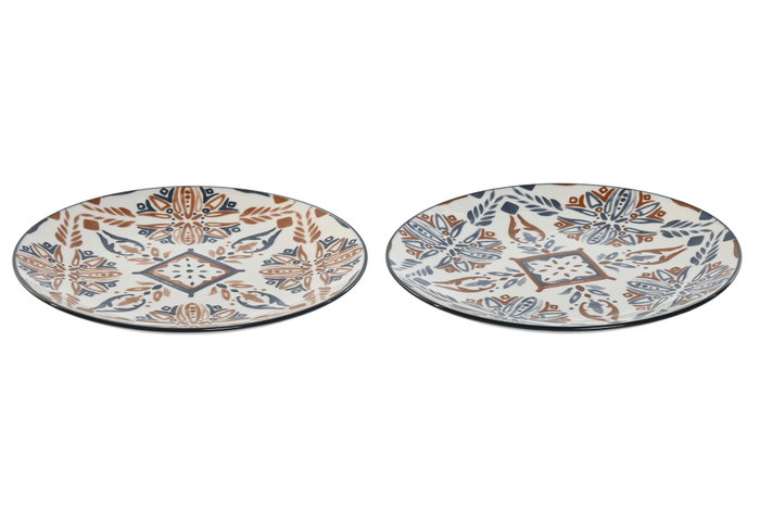 DKD Home Decor Plato de Porcelana Boho Surtido de 12 Unidades
