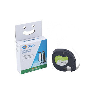 G&G Cinta para etiquetadora 12 mm x 4 m negro sobre blanco compatible con Brother y Dymo S0721660/91221 G&G Cinta para etiquetadora 12 mm x 4 m negro sobre blanco compatible con Brother y Dymo S0721660/91221