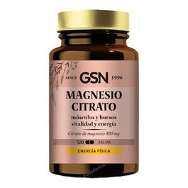 GSN Magnesio Citrato 120 Comp. - Mineral esencial para músculos, sistema nervioso, reduce cansancio y fatiga, alta biodisponibilidad