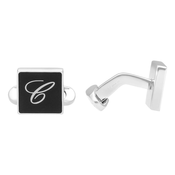 Chopard Gemelos Classic con Laca Negra y Metal Plateado Gris