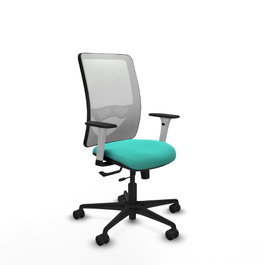 PIQUERAS Y CRESPO Silla de oficina Zulema con mecanismo Sincro/Traslack, Turquesa y Blanco