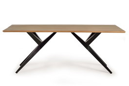Giner y Colomer Mesa de Comedor Acacia y Metal 108x70x65 cm
