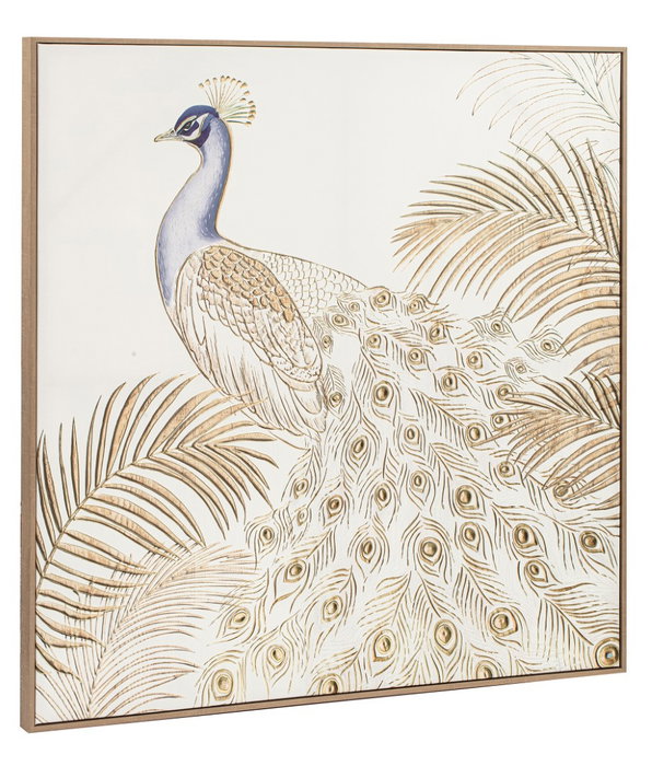 DKD Home Decor Cuadro Lienzo Pavo Real 3D, Set de 2 Piezas, 100x100 cm