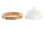 DKD Home Decor Mantequillera de Porcelana y Bambú Blanco 17,5x17,5x10 cm