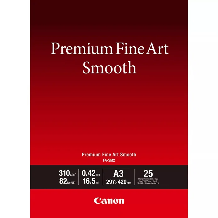 Canon Premium Fine Art FA-SM2 Suave Papel Fotográfico Brillo A3 (297x420mm) 310 g/m² 25 Hojas