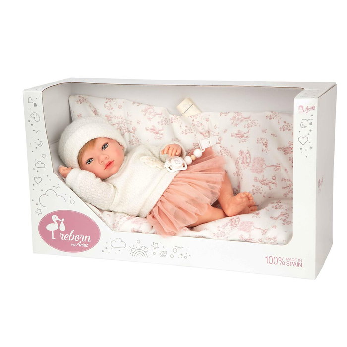 Muñecas Arias Muñeca Reborn Julia Rosa con Cojín